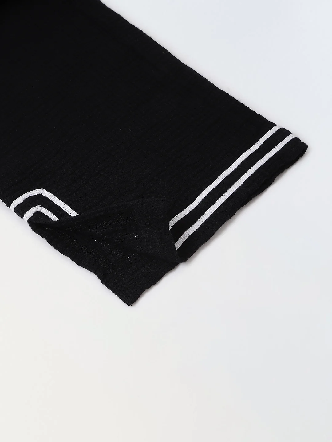Black Cotton Gauze Embroidered Set - Image 6
