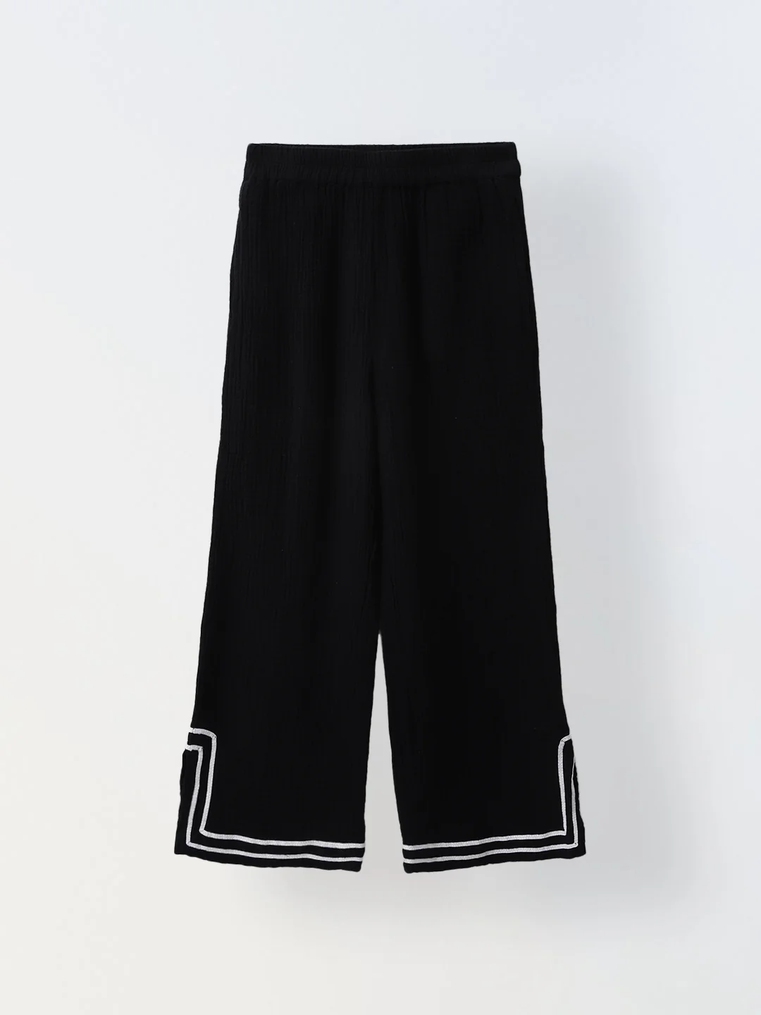 Black Cotton Gauze Embroidered Set - Image 7