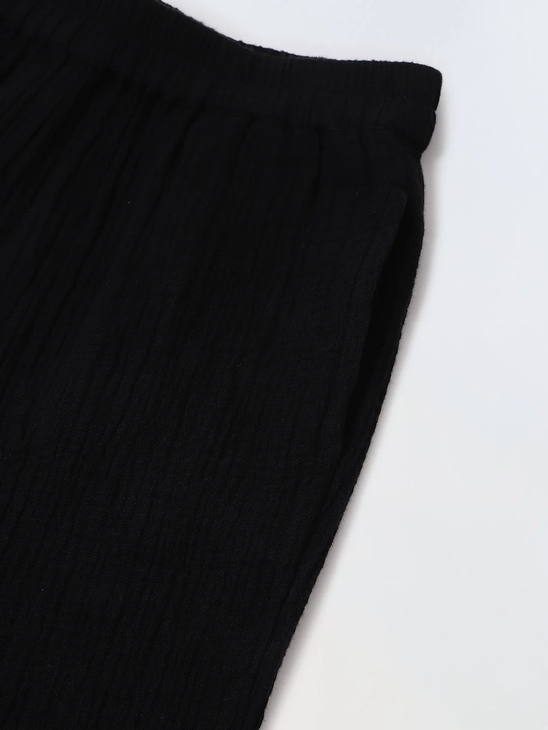 Black Cotton Gauze Embroidered Set - Image 8