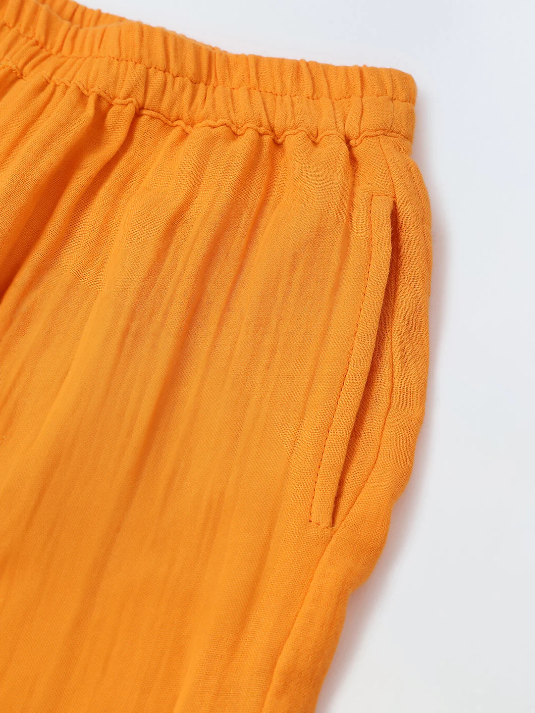 Orange Cotton Gauze Embroidered Set - Image 6