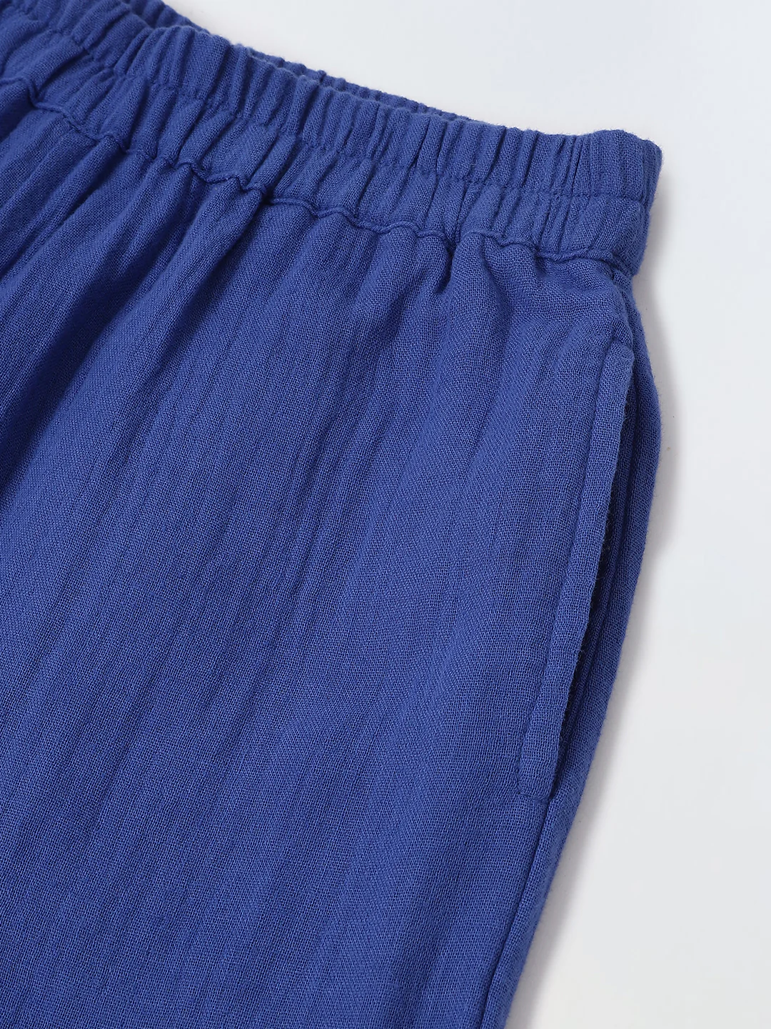Blue Cotton Gauze Embroidered Set - Image 7