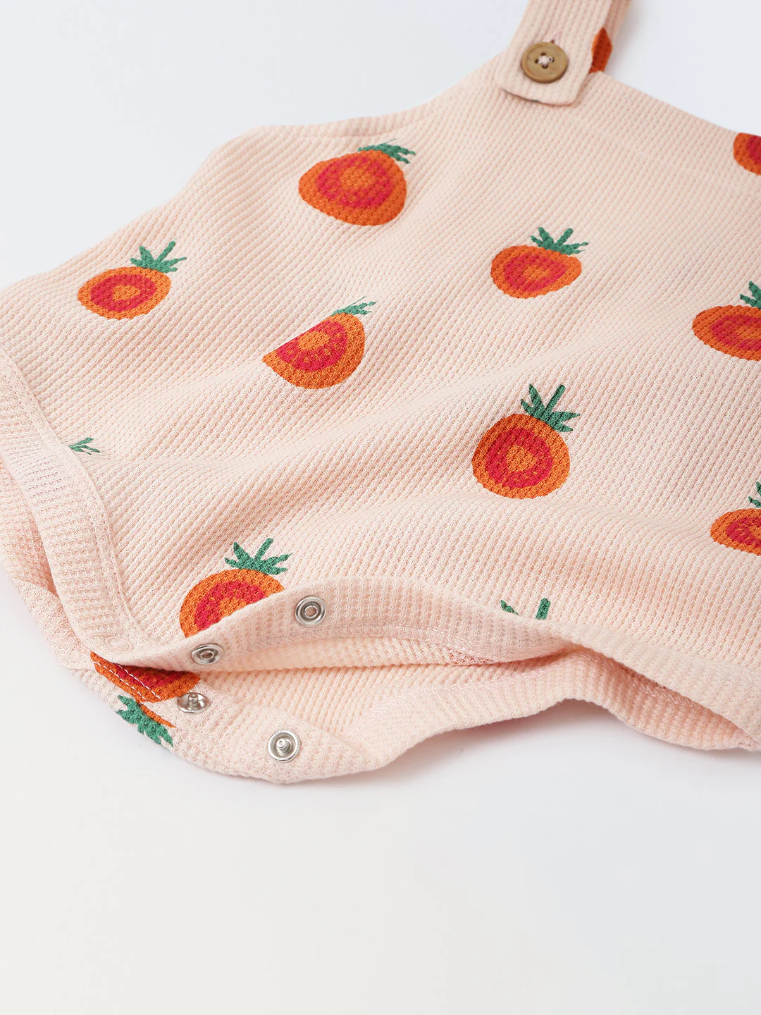 Spunkies Cotton Waffle Knit Printed Regular Casual Wear Romper Infant Sleeveless Ecru Soft Fabric - Image 3