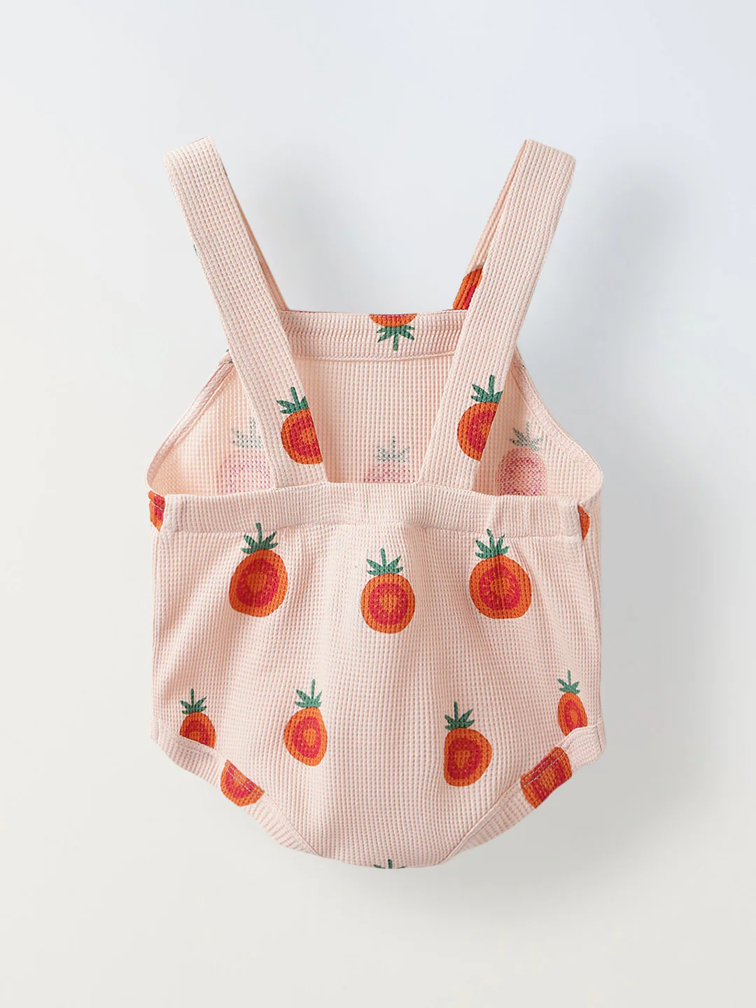 Spunkies Cotton Waffle Knit Printed Regular Casual Wear Romper Infant Sleeveless Ecru Soft Fabric - Image 4