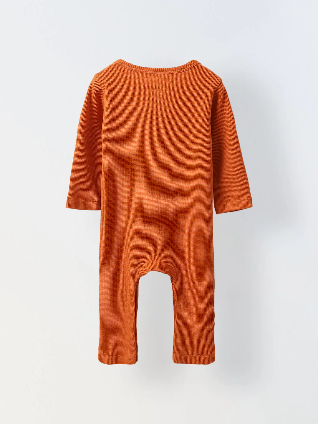 Spunkies Cotton Waffle Knit Solid Regular Casual Wear Romper Infant Full Sleeve Rust Soft Fabric - Image 4