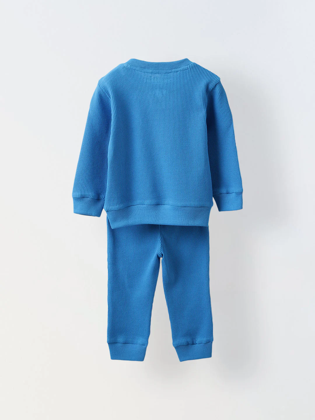 Spunkies Cotton Waffle Knit Solid Regular Casual Wear Set Infant Full Sleeve Blue Soft Fabric - Image 7