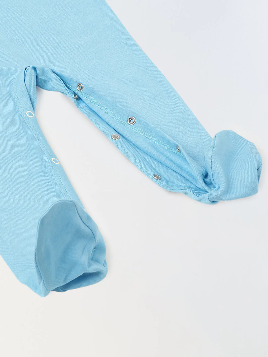 Turquoise Cotton Jersey Romper with White Sheep Patch for Infant's - Image 5