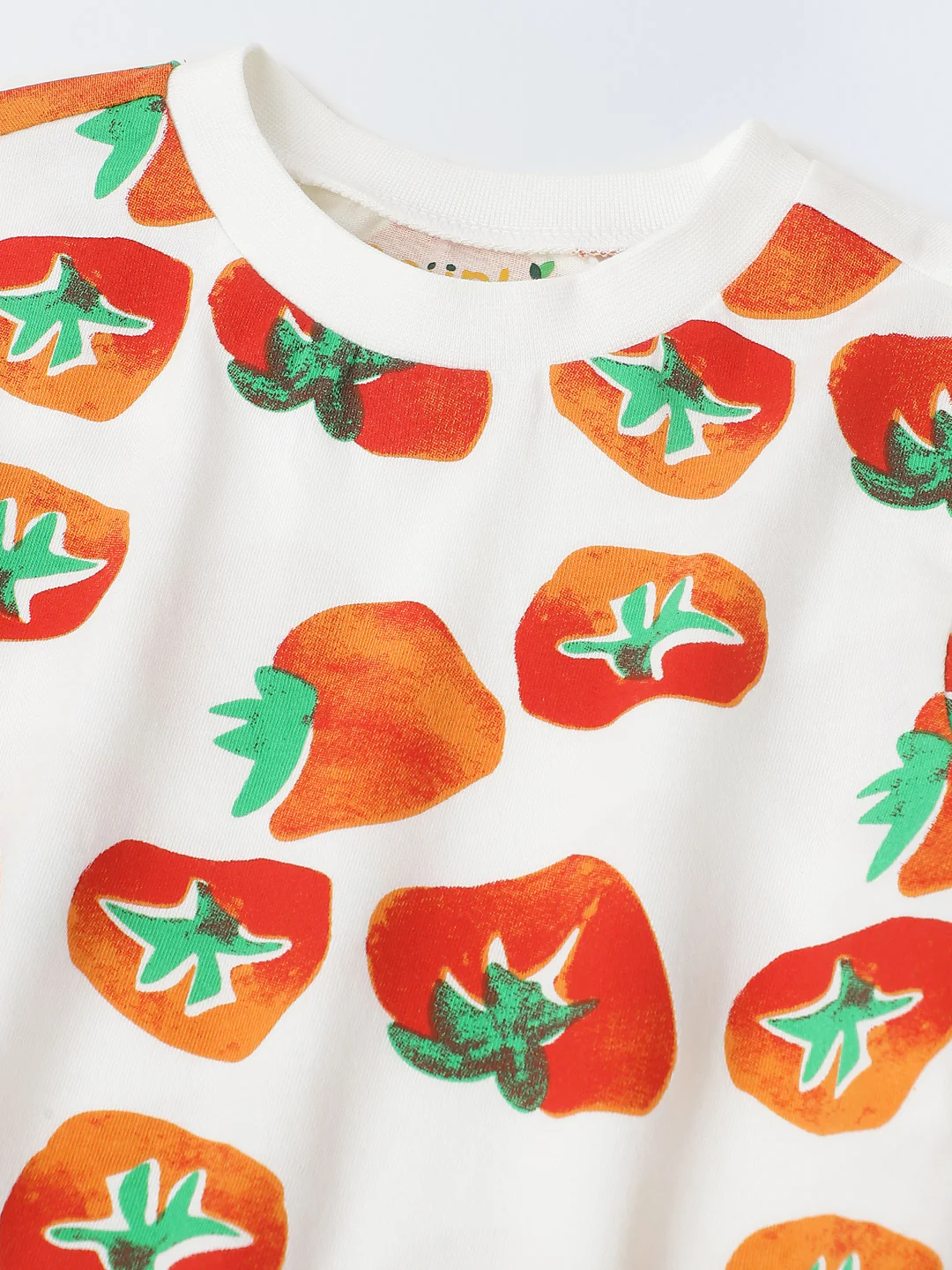 White Overall Strawberry Printed T-Shirt - Image 3