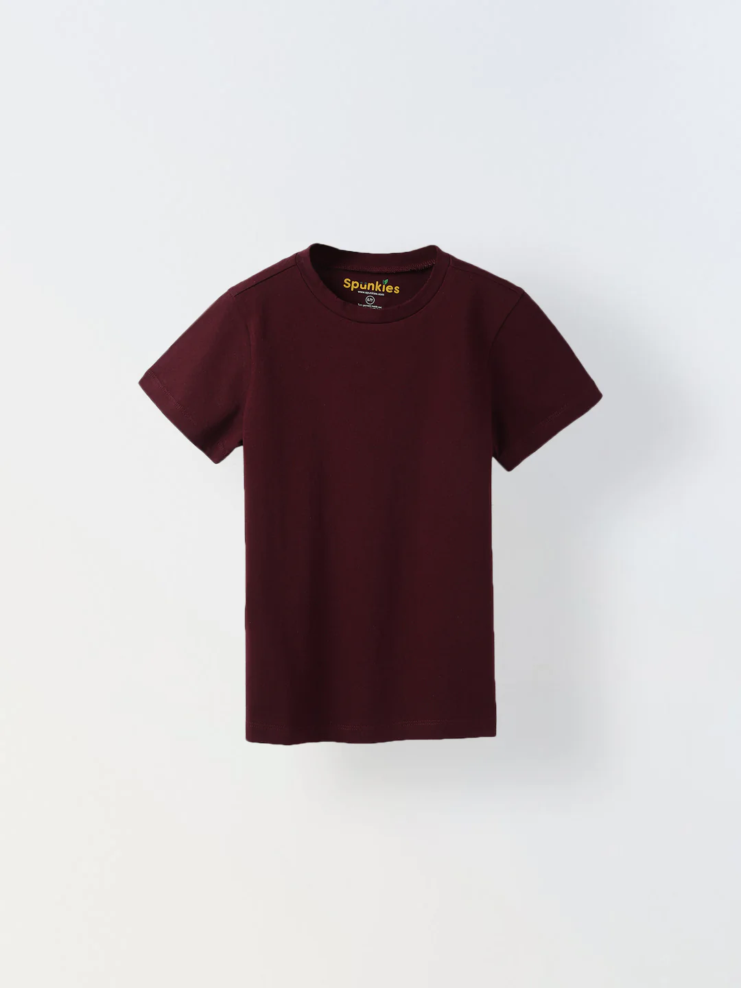 Wine Solid Round Neck T-shirt- Boys