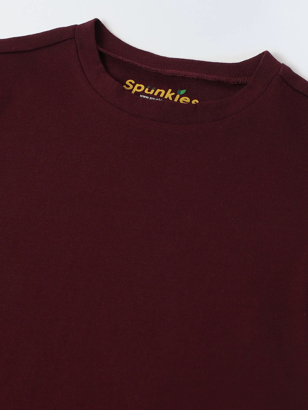 Wine Solid Round Neck T-shirt- Boys - Image 3