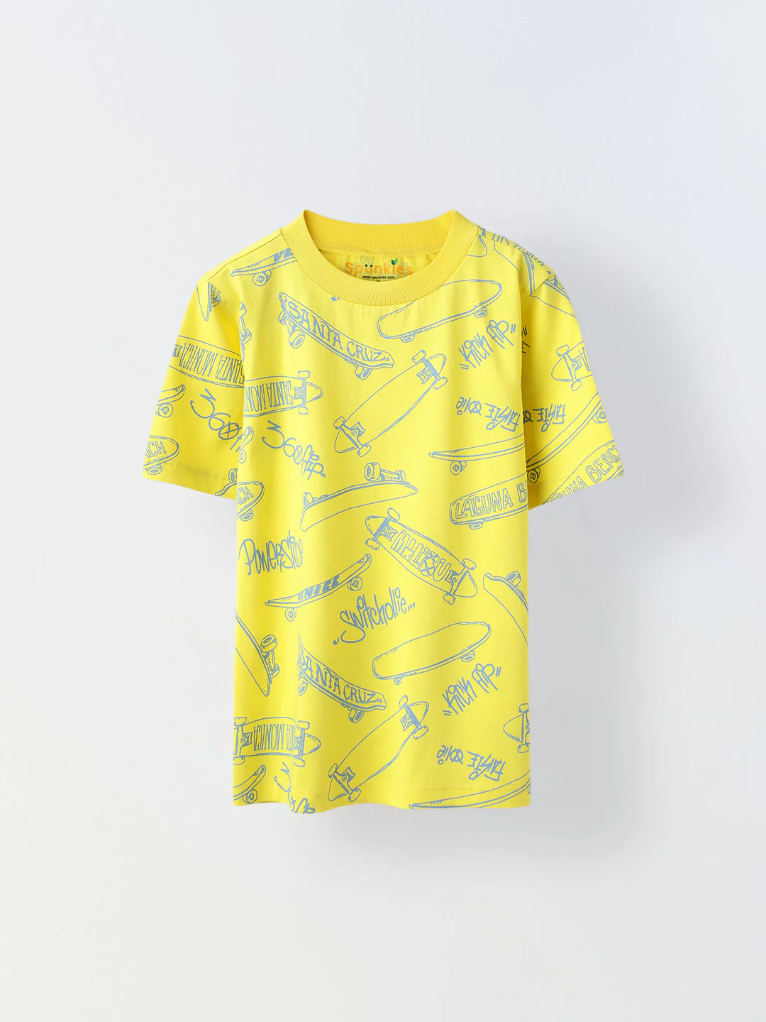 Yellow Skateboard Printed T-shirt-Boy